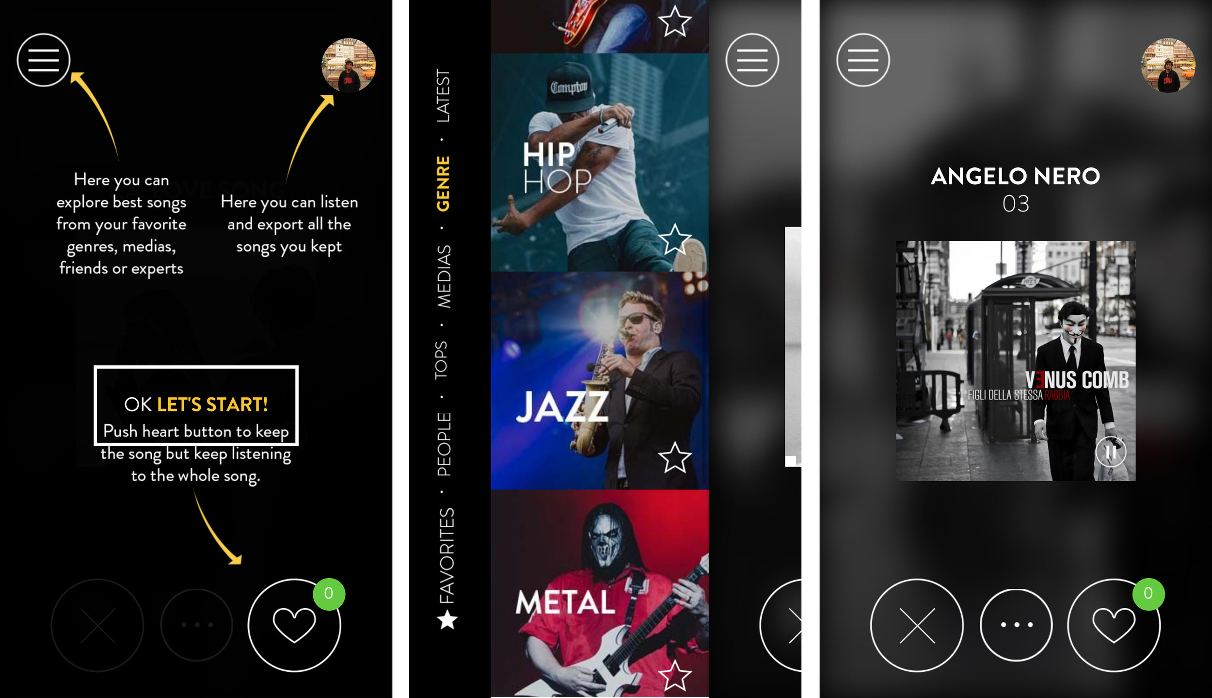  Screenshots from The Best Song app. 